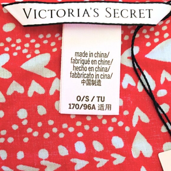 Victoria’s Secret Robe Red Heart Tie Front Short Kimono Sleeve Size One Size New - Picture 14 of 14